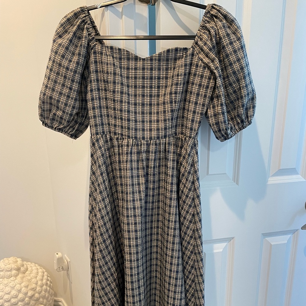 Plaid Puff Sleeve Dress